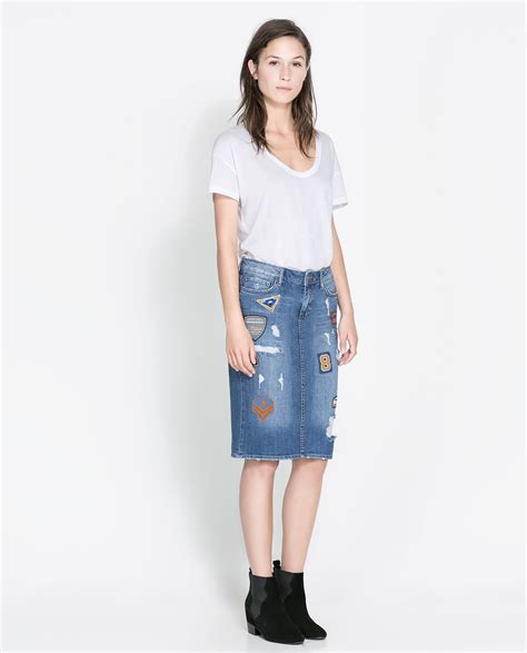 zara denim skirt